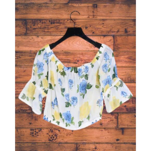NWT - The Kooples Wild Roses Off-the-Shoulder Crop Top Size: 2 - Picture 7 of 8